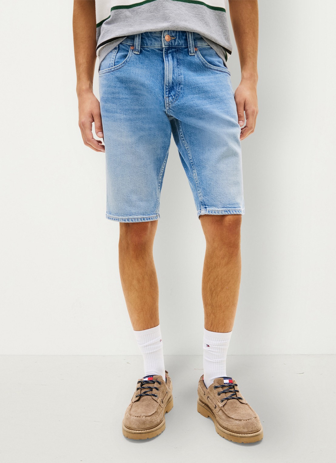 Tommy Hilfiger Ronnie slim fit korte broek van denim - detail 3 indigo
