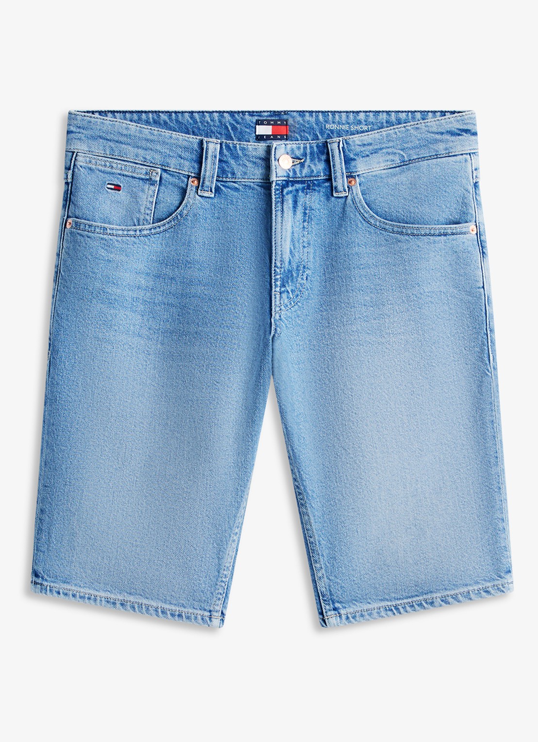 Tommy Hilfiger Ronnie slim fit korte broek van denim - voorkant indigo