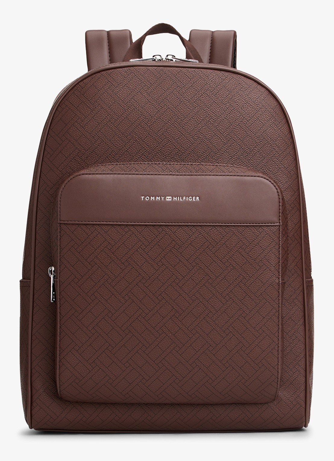 Tommy Hilfiger Rugzak met logoprint - voorkant 3 donkerbruin