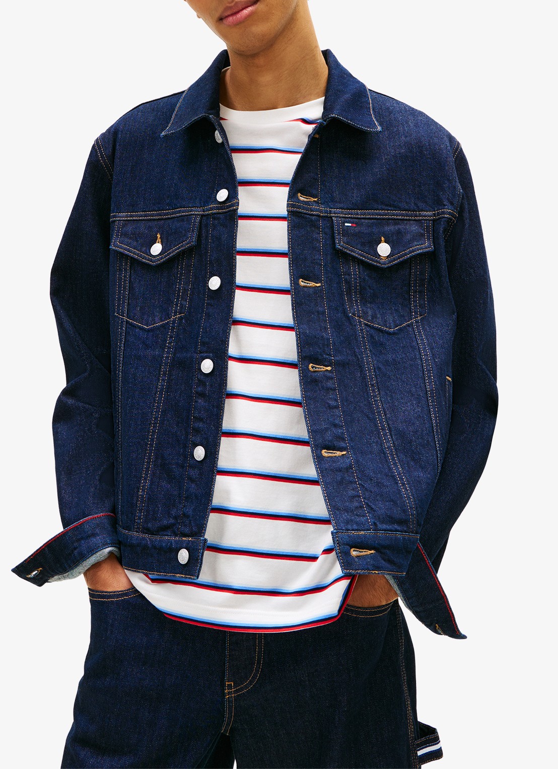 Tommy Hilfiger Ryan Trucker spijkerjas met steekzakken - detail 3 donkerblauw