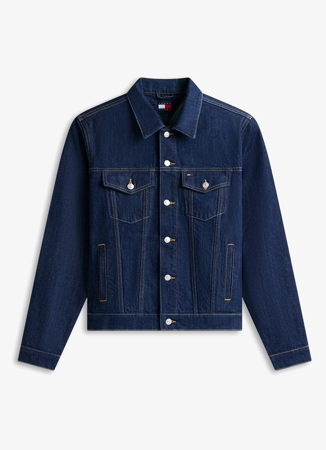 Tommy Hilfiger Ryan Trucker spijkerjas met steekzakken - voorkant donkerblauw