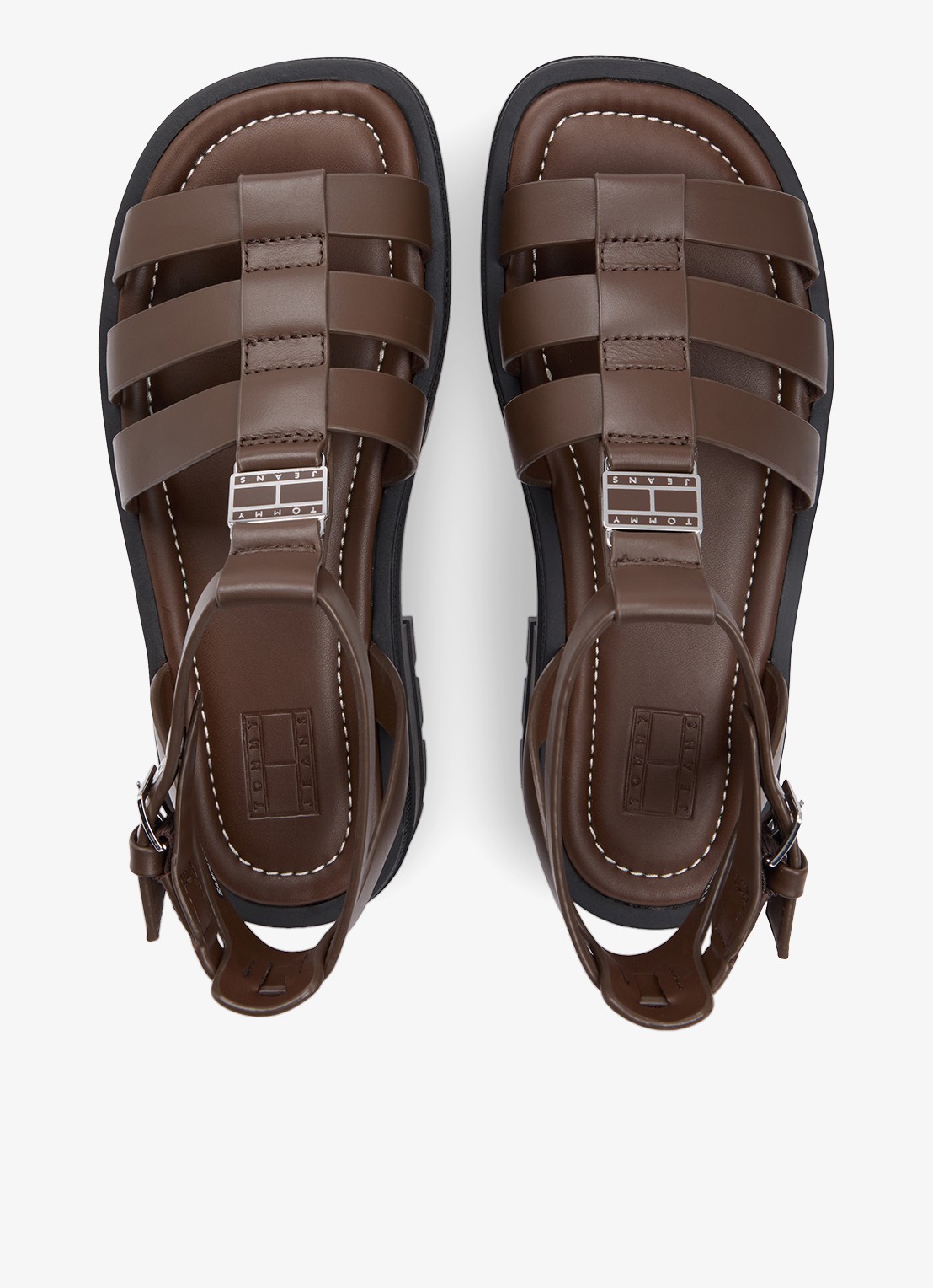 Tommy Hilfiger Sandaal van kalfsleer met plateauzool - detail donkerbruin
