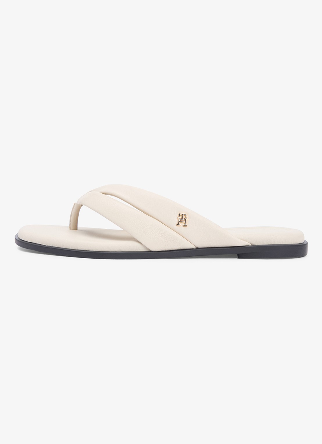 Tommy Hilfiger Sandaal van leer met logo - detail gebroken wit