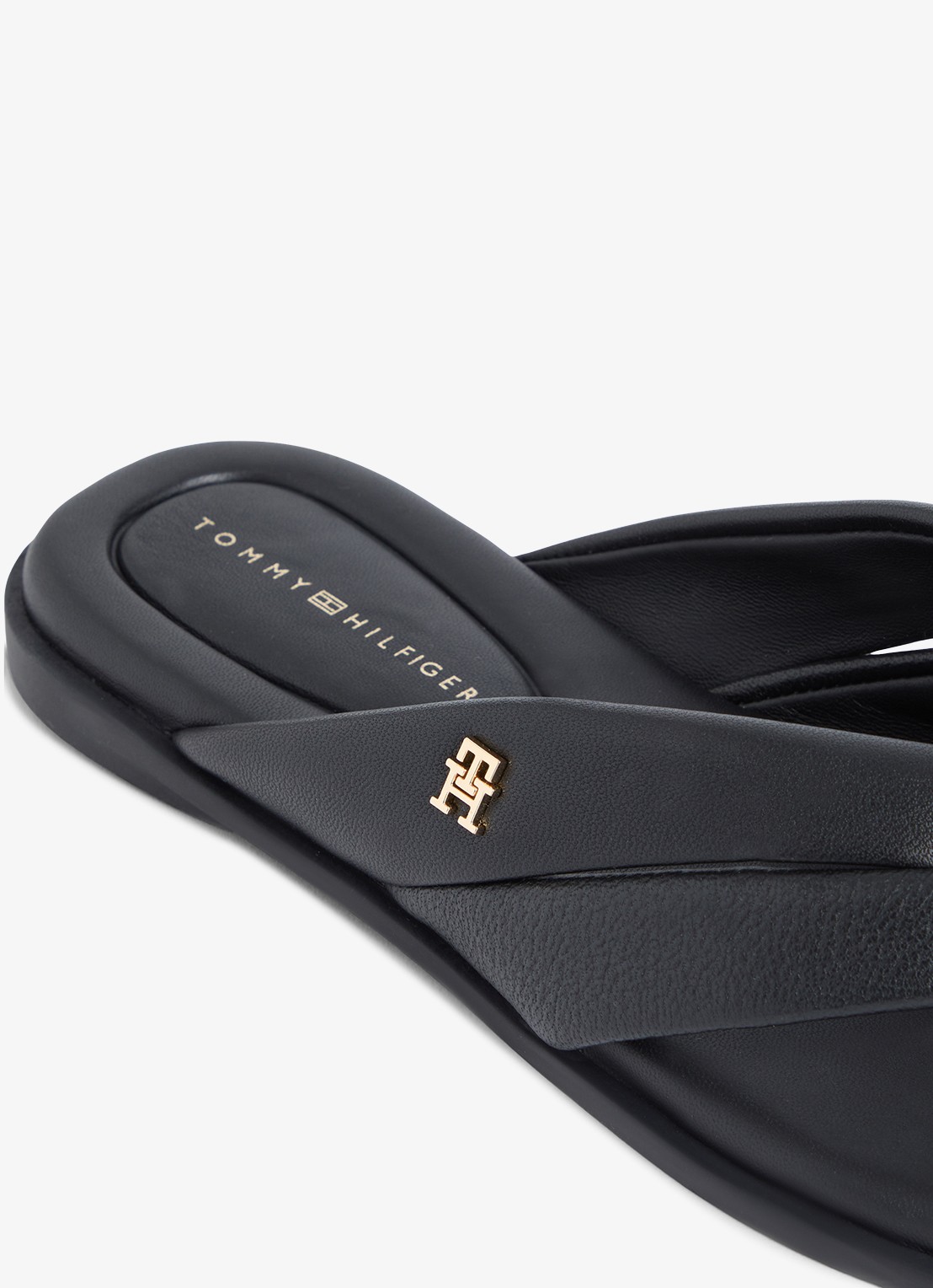 Tommy Hilfiger Sandaal van leer met logo - detail 5 zwart