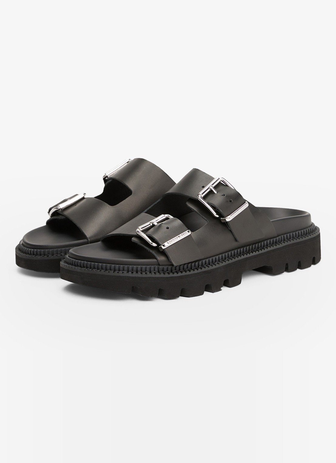 Tommy Hilfiger Sandalen van leer - detail zwart