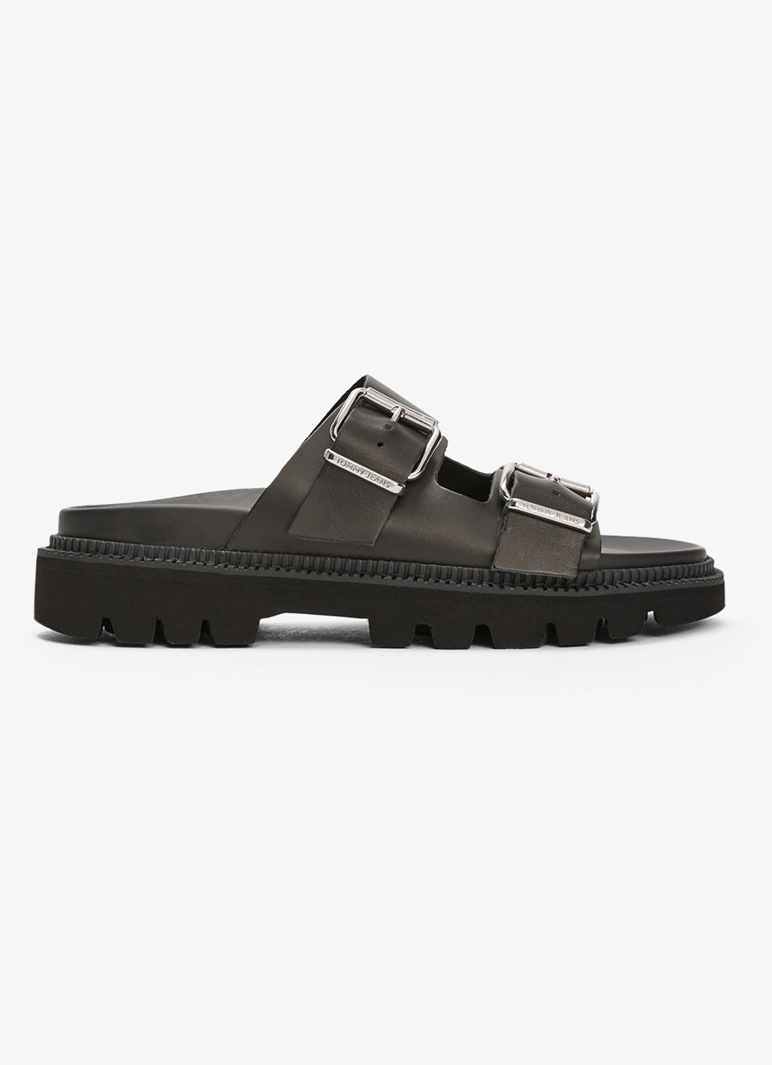 Tommy Hilfiger Sandalen van leer - voorkant 6 zwart