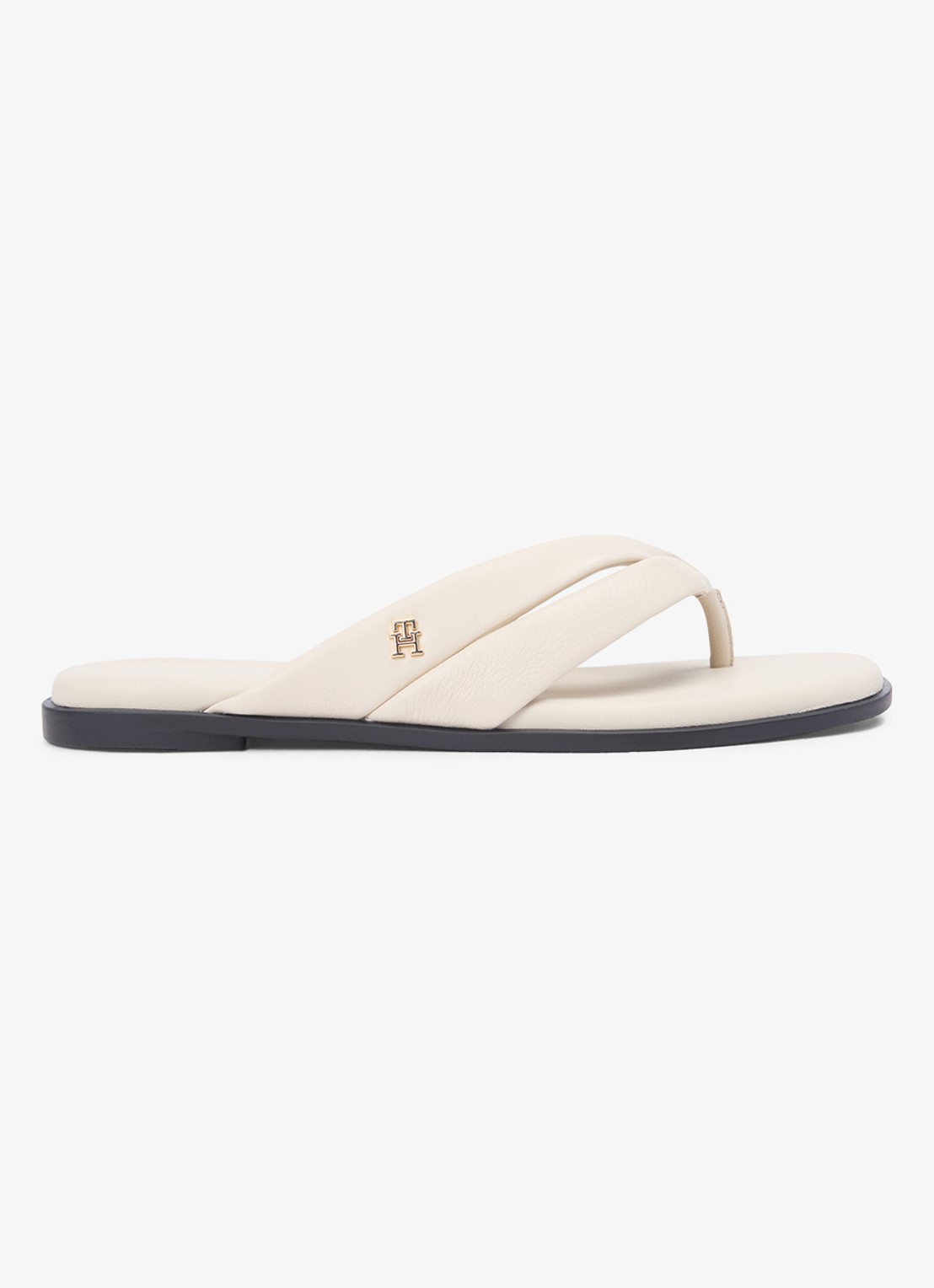 Tommy Hilfiger Sandalen van leer - voorkant gebroken wit