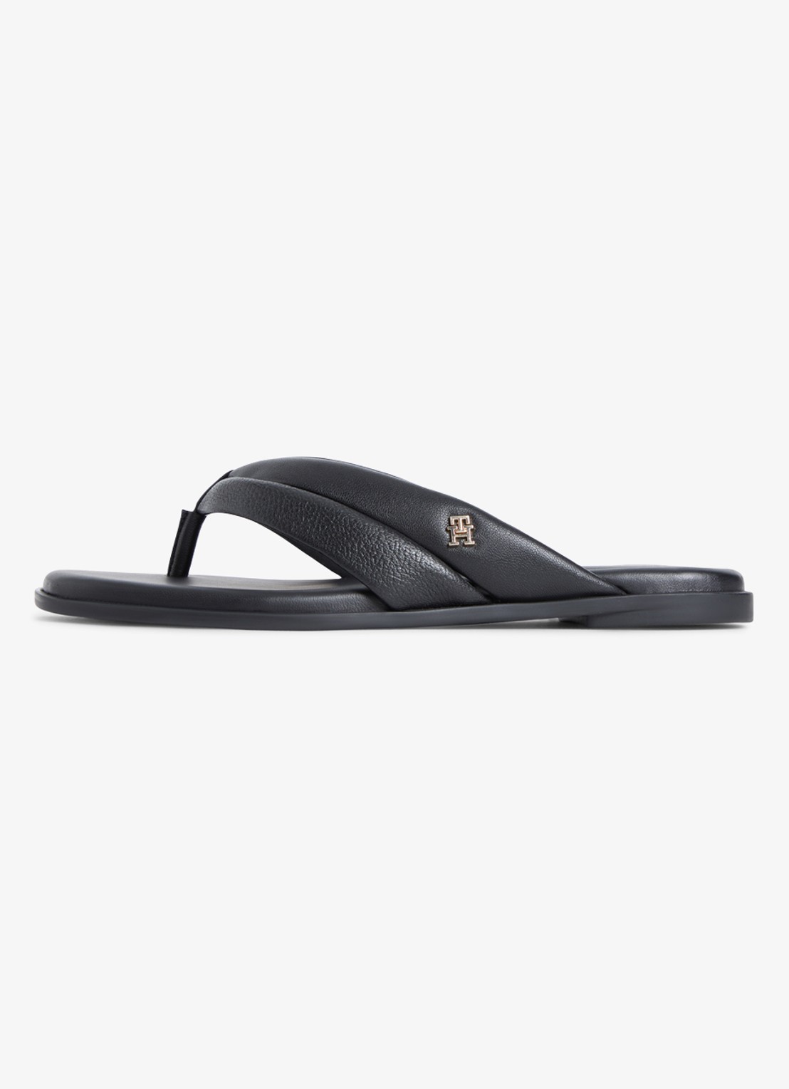 Tommy Hilfiger Sandalen van leer - voorkant zwart