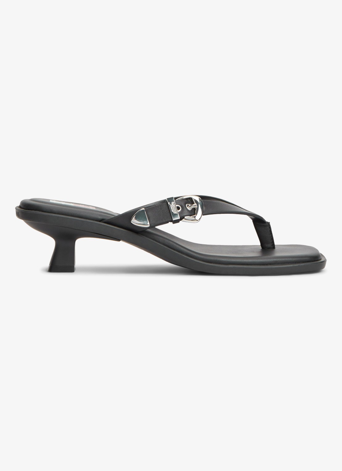 Tommy Hilfiger Sandalette van leer - voorkant 5 zwart