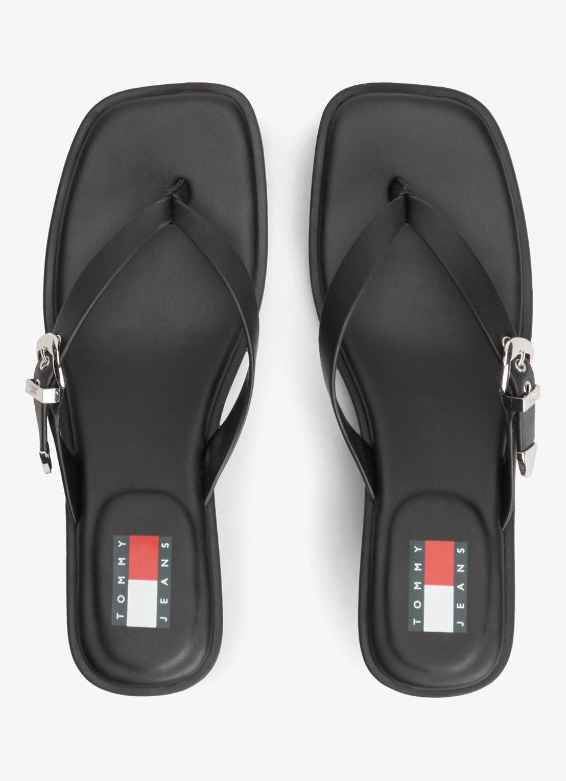 Tommy Hilfiger Sandalette van leer - voorkant 6 zwart