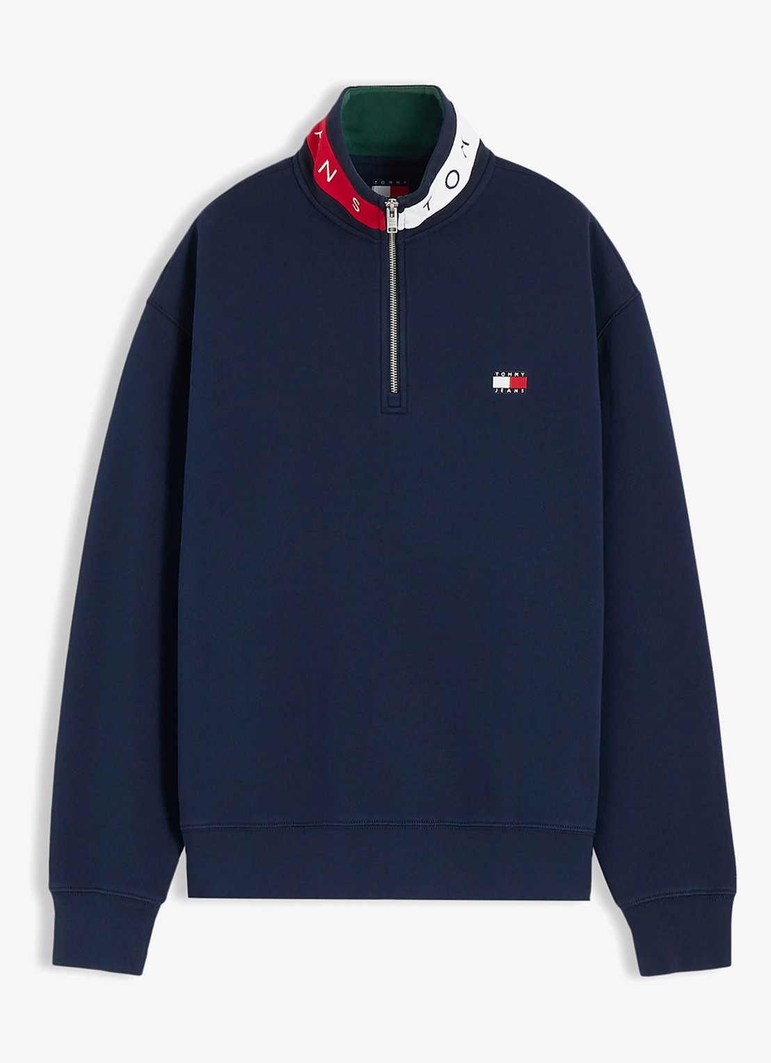 Tommy Hilfiger Schipperstrui met halve rits - voorkant 3 donkerblauw
