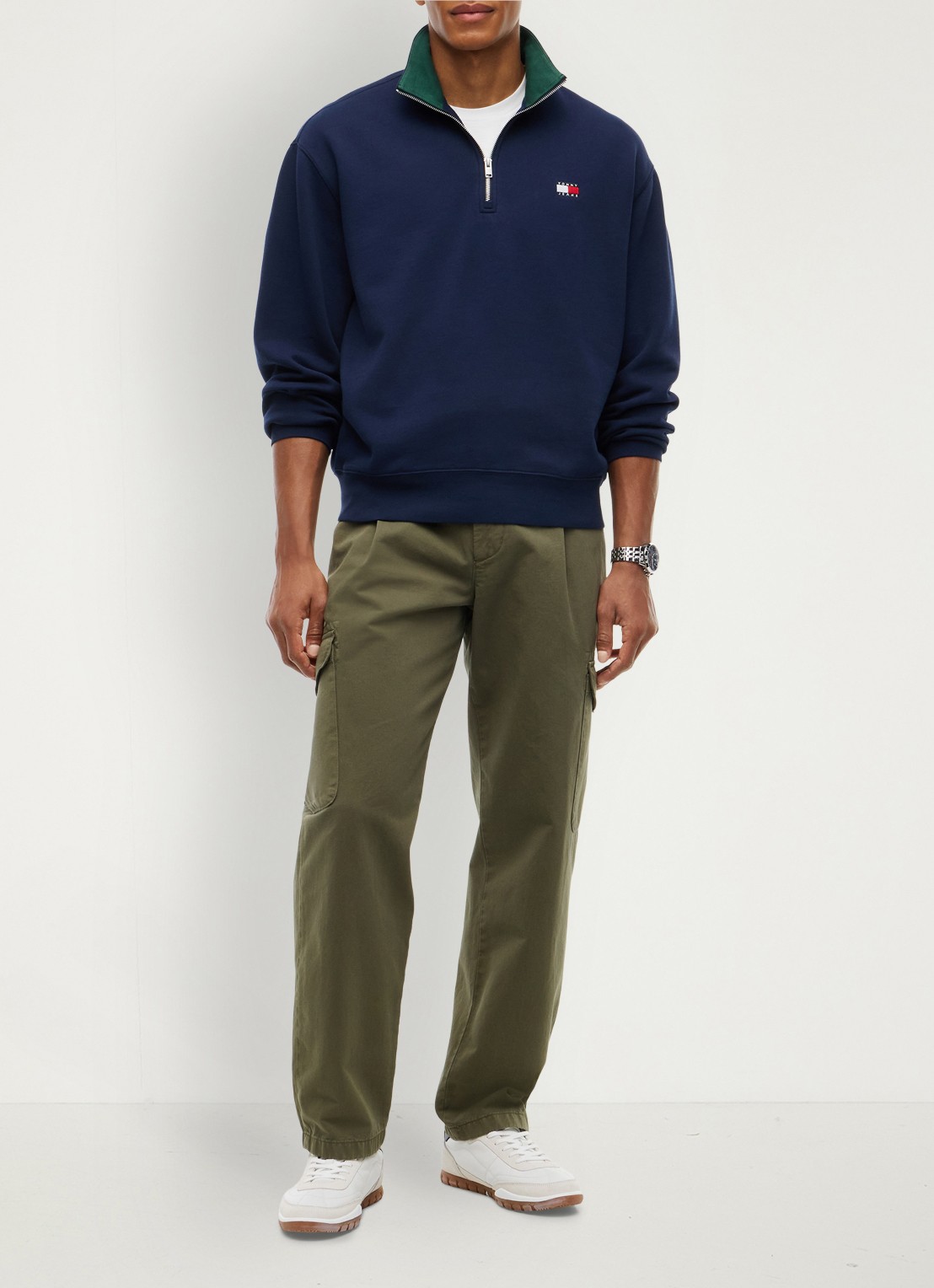 Tommy Hilfiger Schipperstrui met halve rits - voorkant 4 donkerblauw