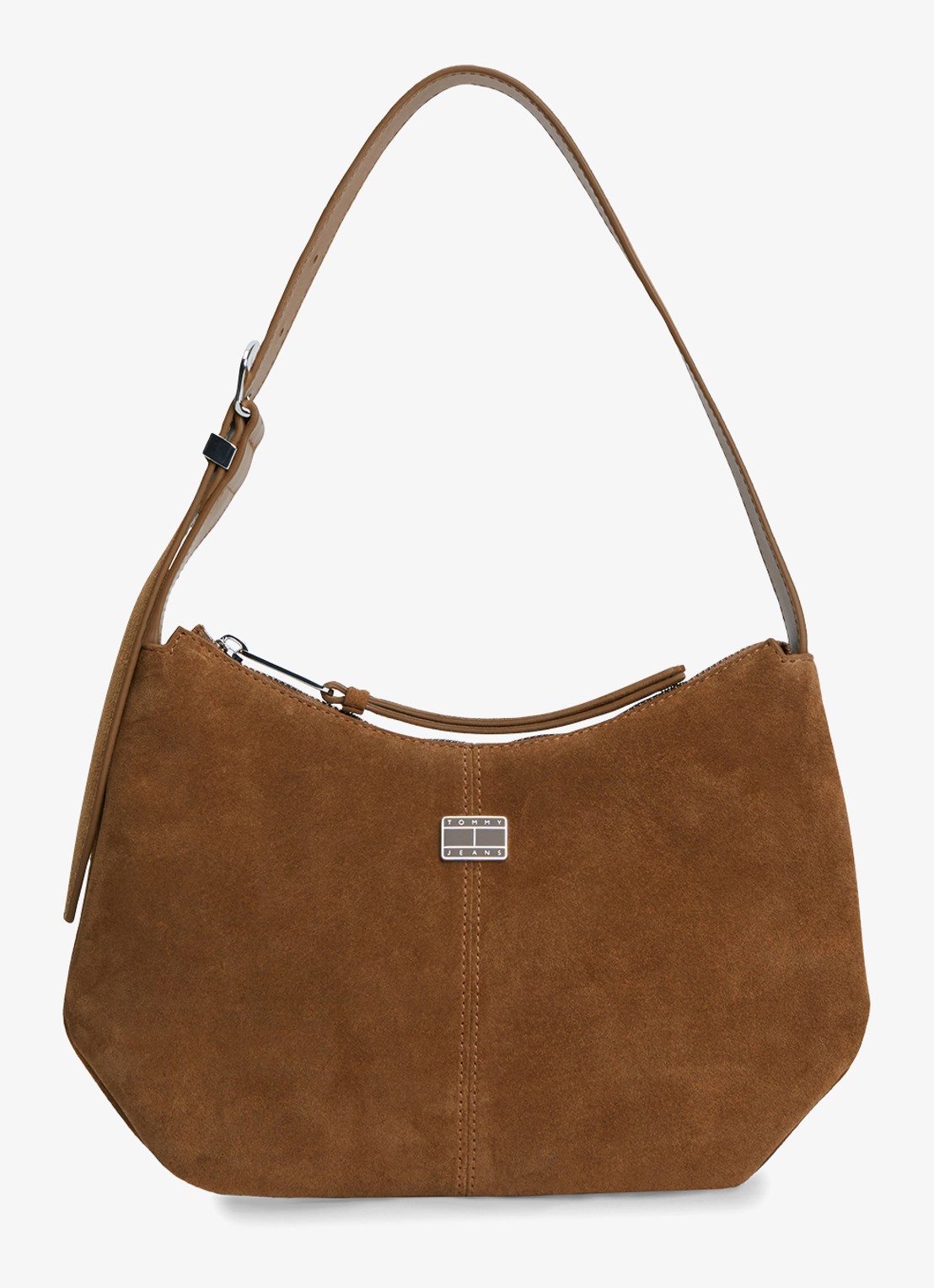 Tommy Hilfiger Schoudertas van leer - voorkant 2 lichtbruin