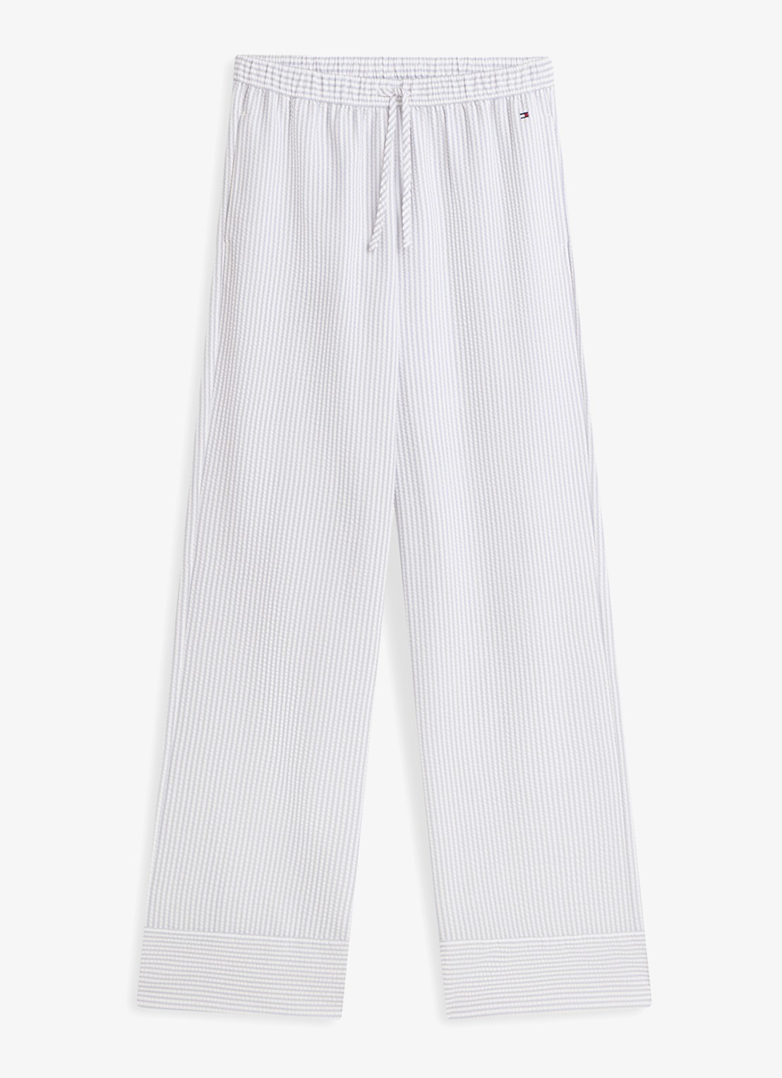 Tommy Hilfiger Seersucker pyjamabroek met streeprint - voorkant 4 lichtblauw