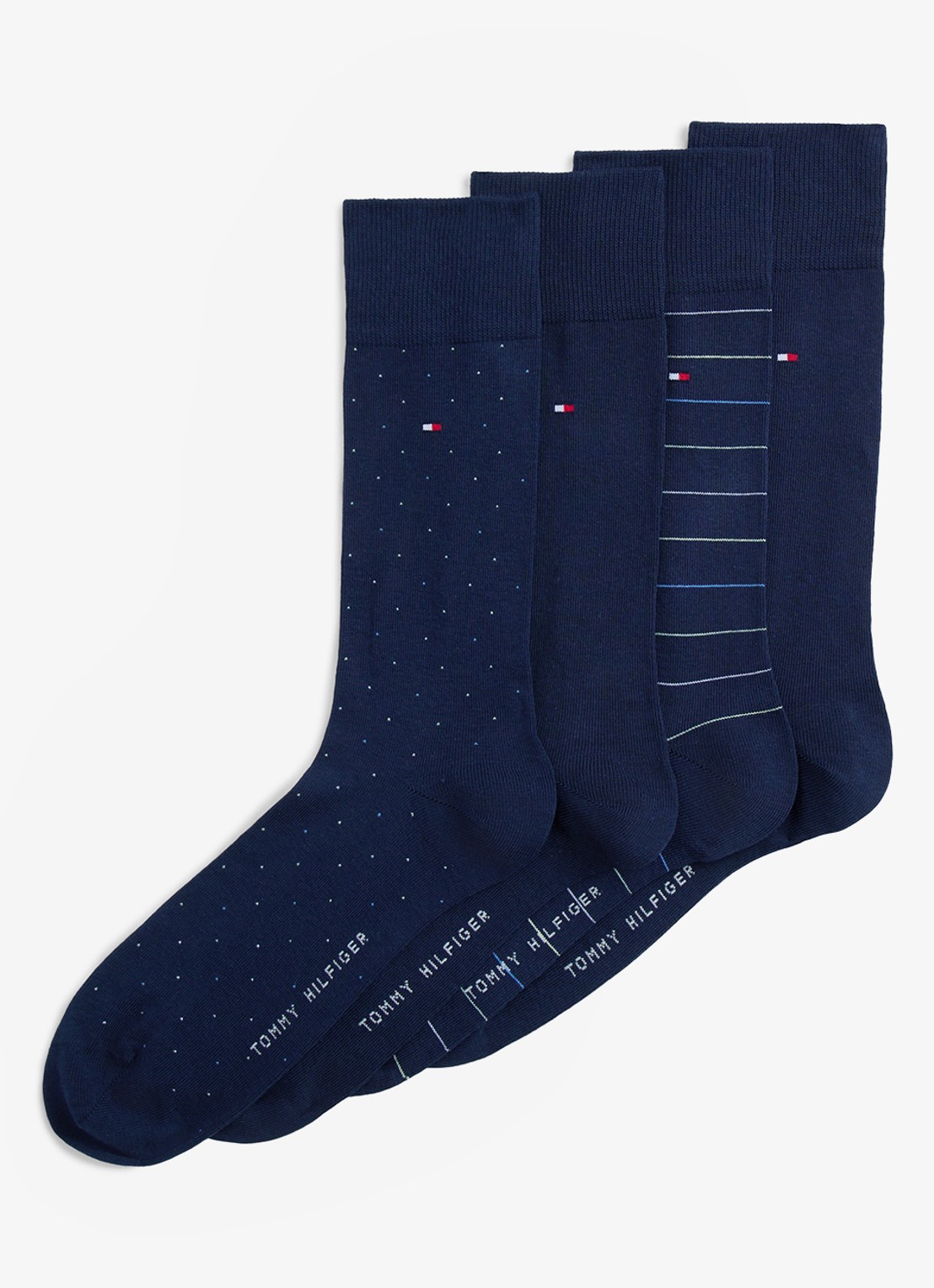 Tommy Hilfiger Set van sokken met logo 4-delig - voorkant 2 donkerblauw