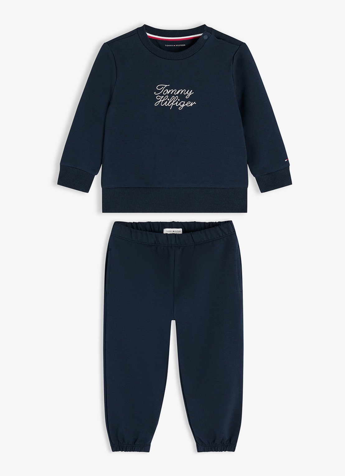 Tommy Hilfiger Set van sweater en joggingbroek met logo 2-delig - voorkant donkerblauw