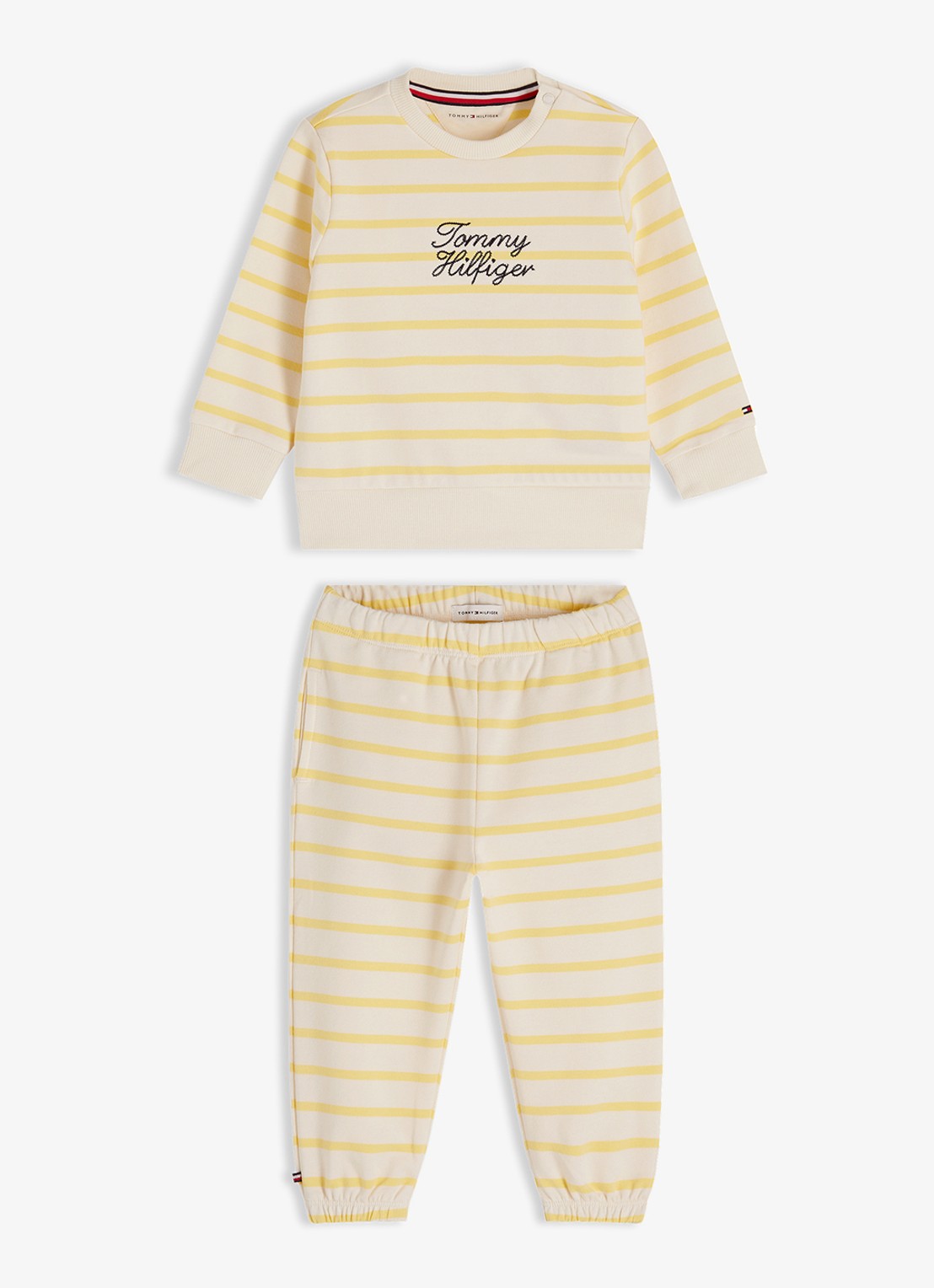 Tommy Hilfiger Set van sweater en joggingbroek met logo 2-delig - voorkant 3 lichtgeel