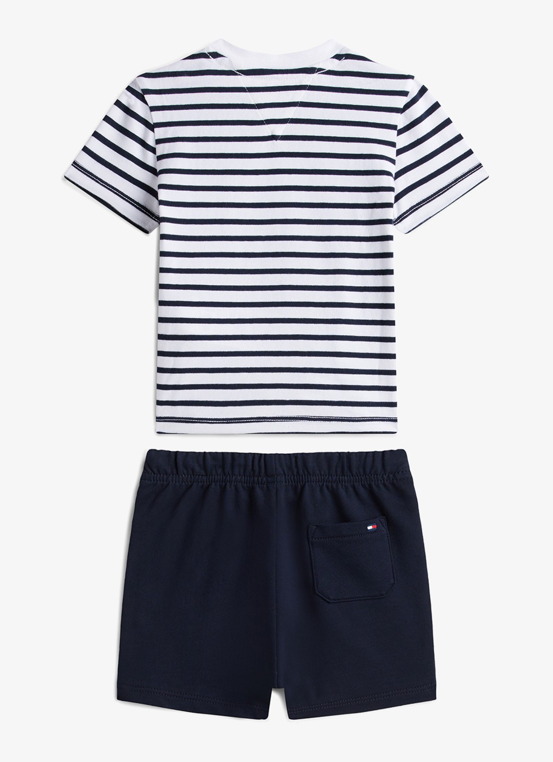 Tommy Hilfiger Set van t-shirt en korte broek met streepprint 2-delig - achterkant 2 donkerblauw