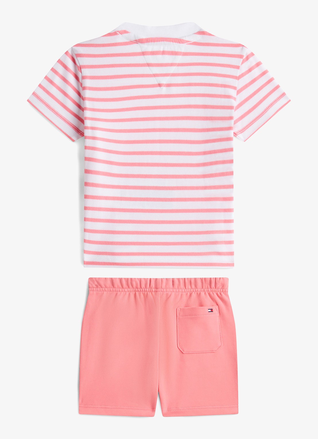 Tommy Hilfiger Set van t-shirt en korte broek met streepprint 2-delig - voorkant 2 perzikroze