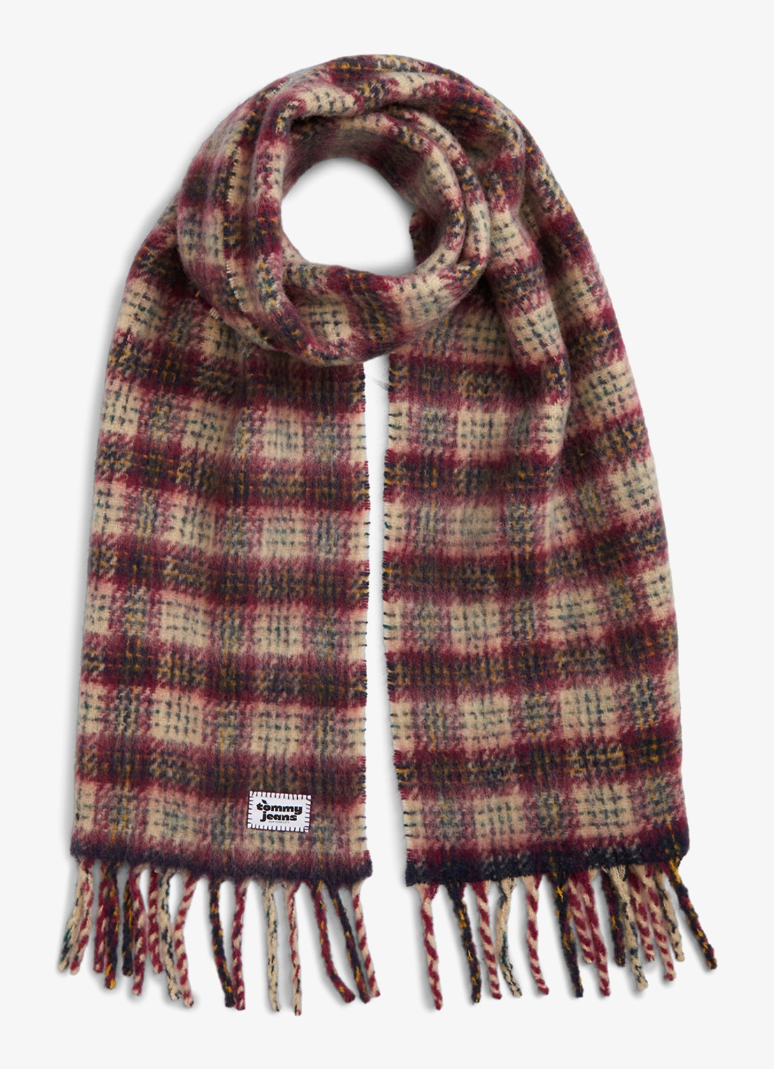 Tommy Hilfiger Sjaal in wolblend met franjes  - voorkant beige