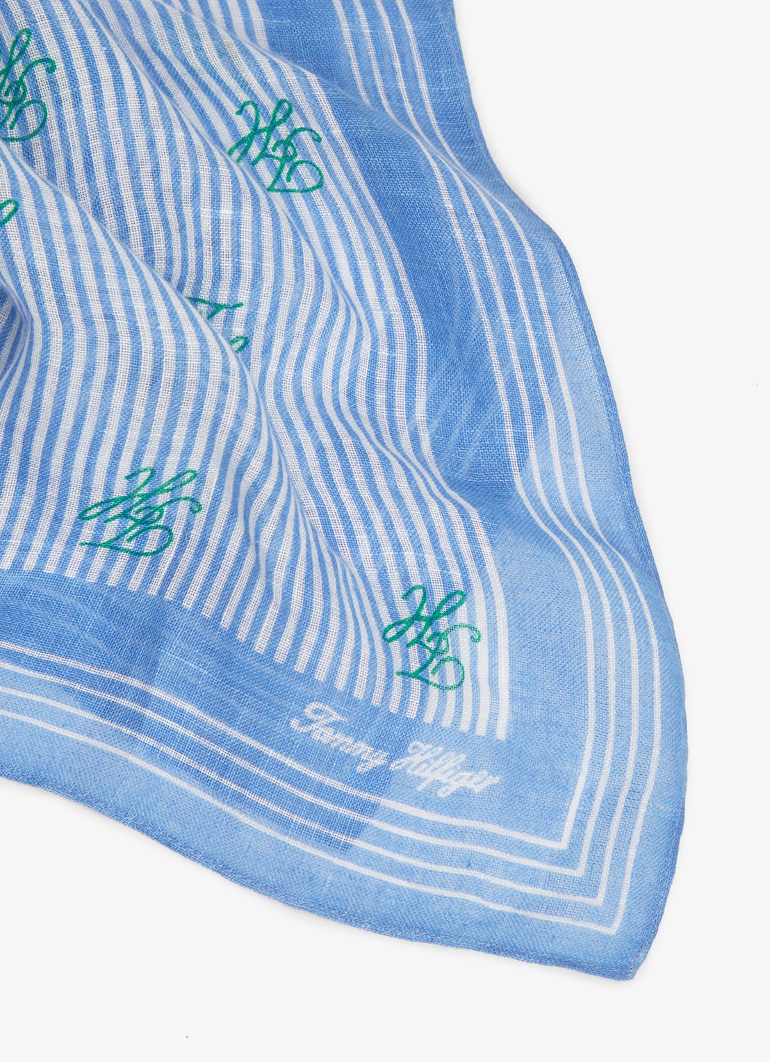 Tommy Hilfiger Sjaal van linnen met streepprint - achterkant blauw