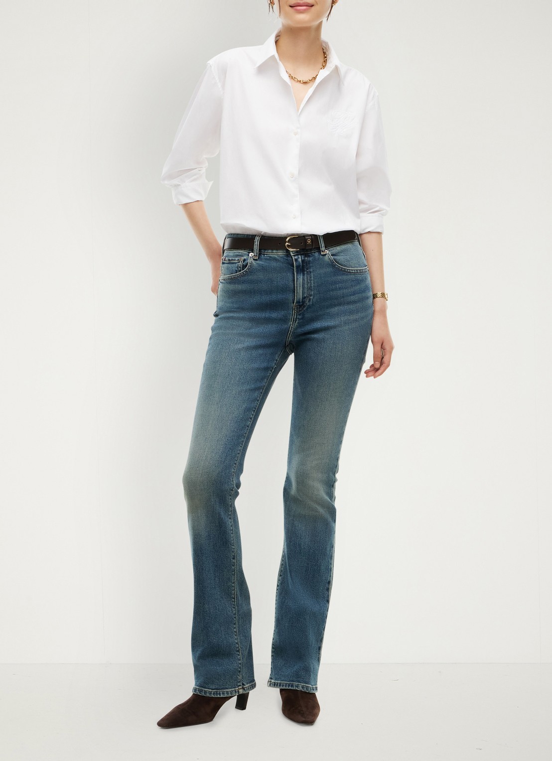 Tommy Hilfiger Skye mid waist flared jeans met steekzakken - voorkant 8 denim
