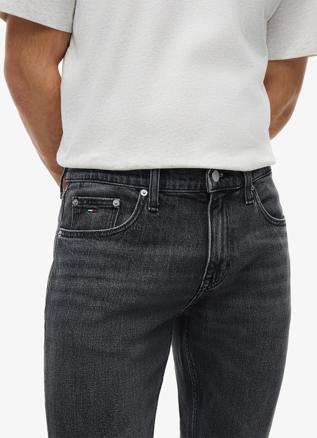 Tommy Hilfiger Slim fit jeans met gekleurde wassing - detail 4 zwart