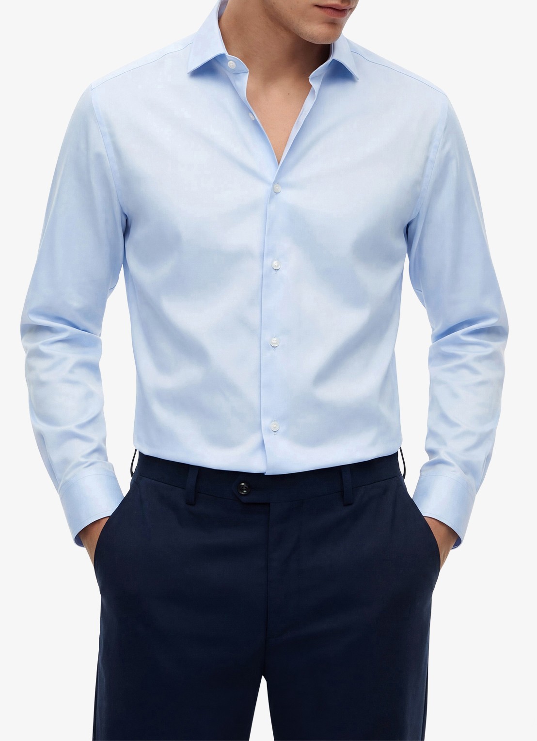 Tommy Hilfiger Slim fit overhemd met button down kraag - detail 2 lichtblauw