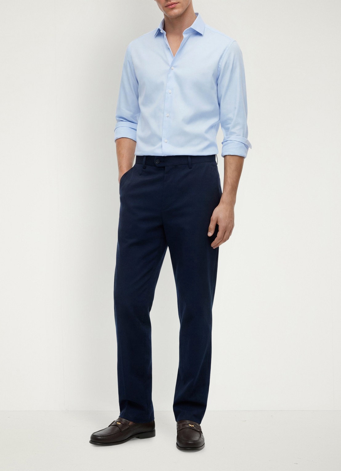 Tommy Hilfiger Slim fit overhemd met button down kraag - voorkant 5 lichtblauw
