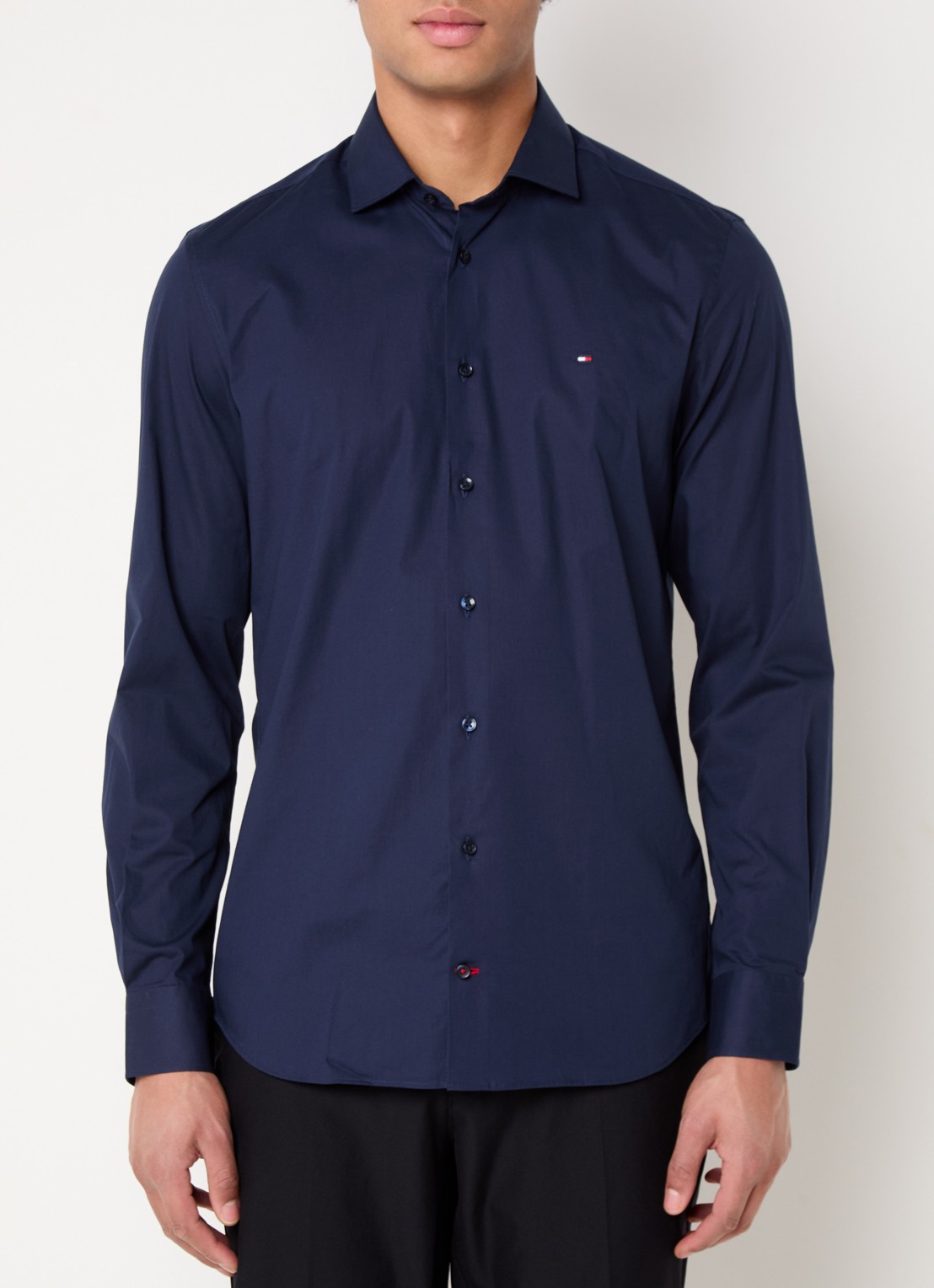Tommy Hilfiger Slim fit overhemd met logo - detail 3 donkerblauw