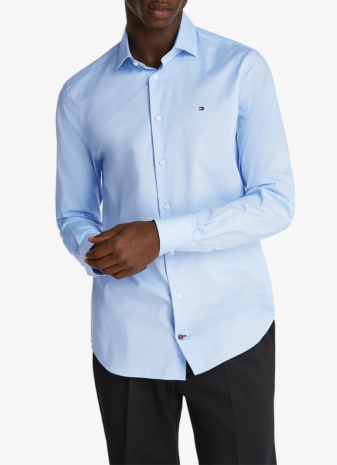 Tommy Hilfiger Slim fit overhemd met logo - detail 2 lichtblauw