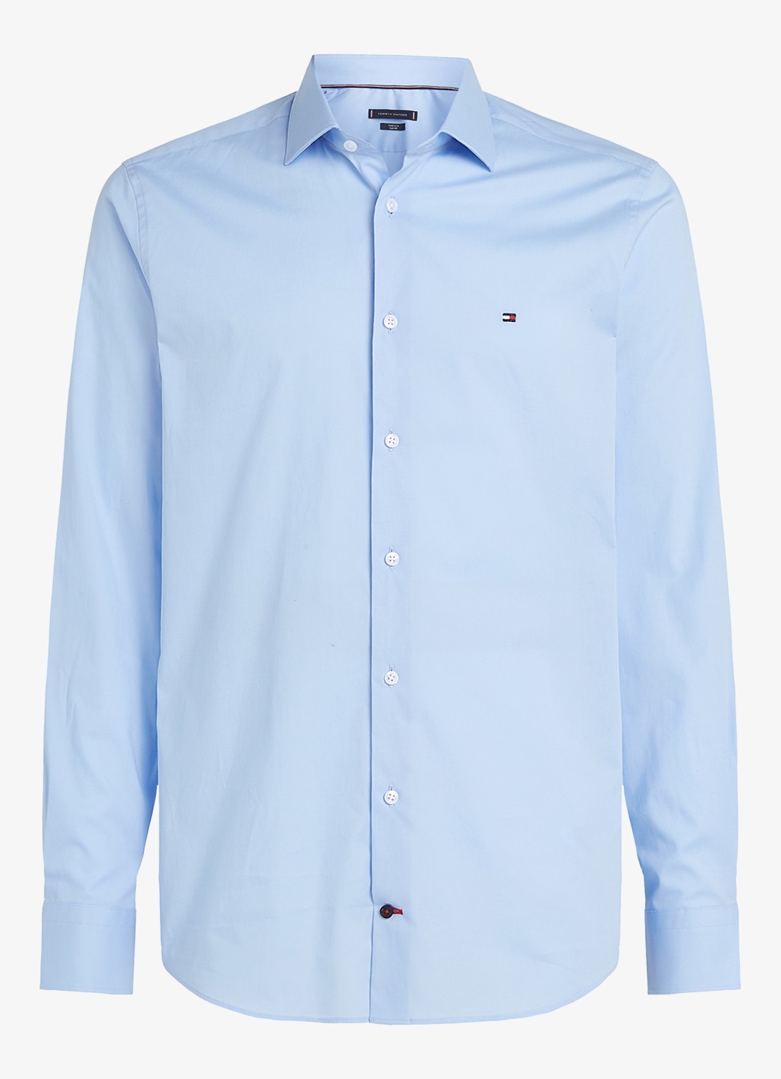 Tommy Hilfiger Slim fit overhemd met logo - voorkant lichtblauw