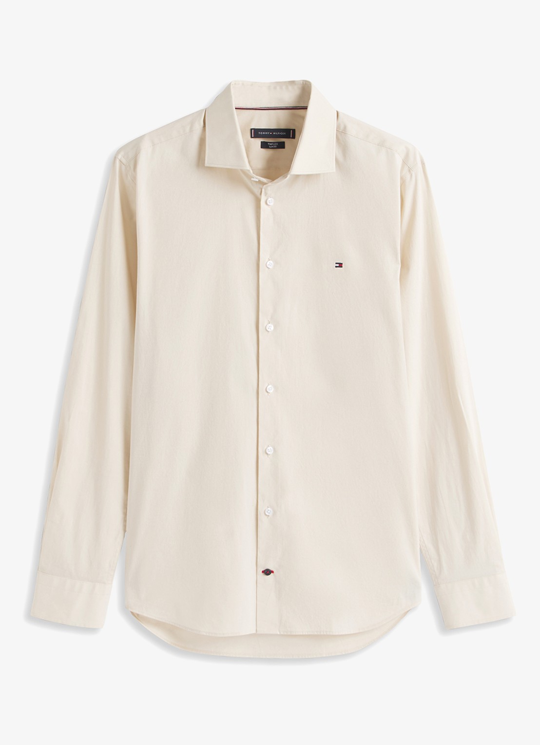 Tommy Hilfiger Slim fit overhemd met logo - voorkant beige