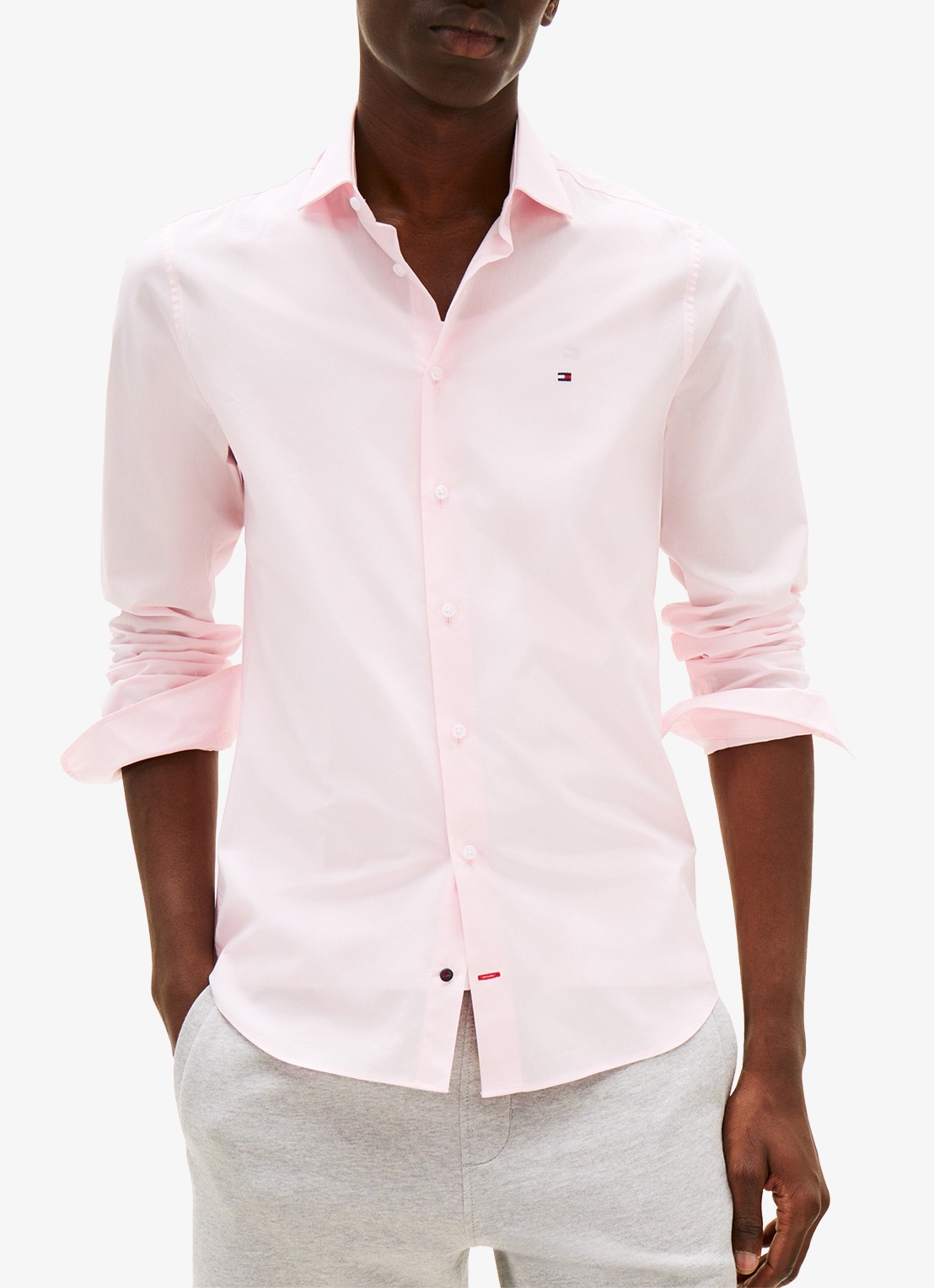 Tommy Hilfiger Slim fit overhemd met logo - detail 2 lichtroze