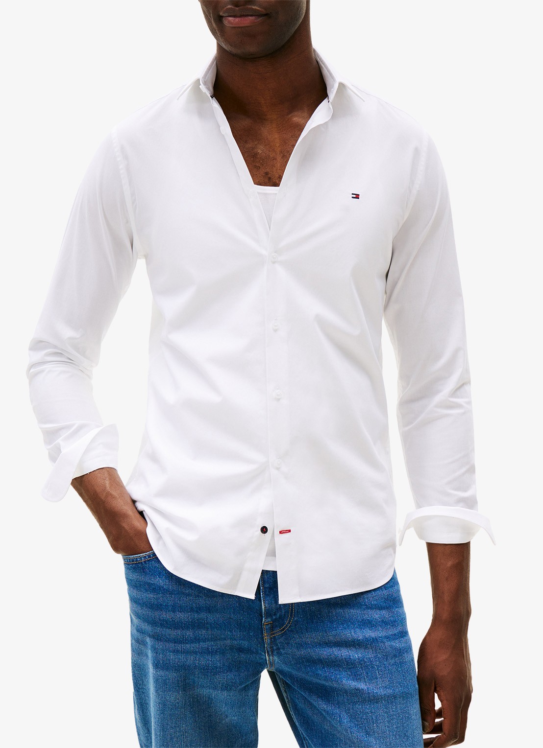 Tommy Hilfiger Slim fit overhemd met logo - detail 4 wit
