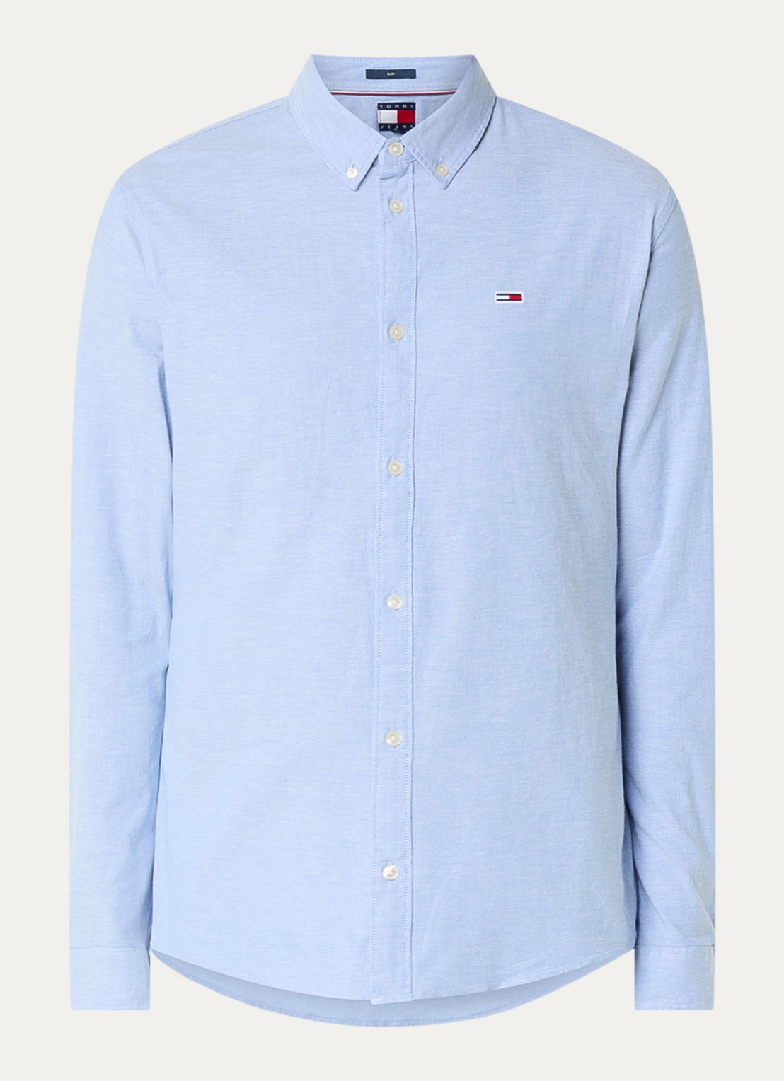 Tommy Hilfiger Slim fit overhemd met logoborduring - voorkant 2 lichtblauw