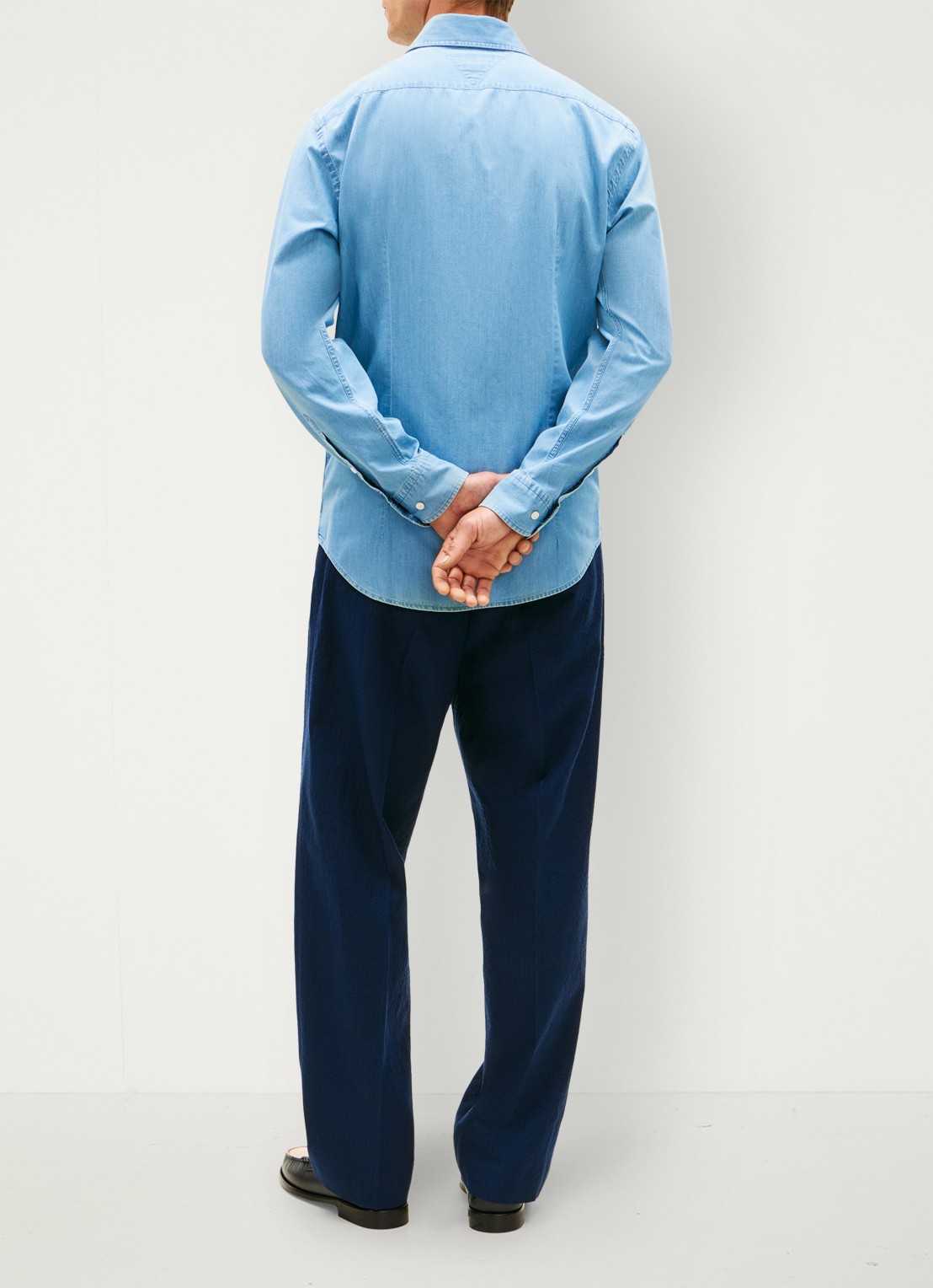 Tommy Hilfiger Slim fit overhemd van denim - achterkant 5 lichtblauw