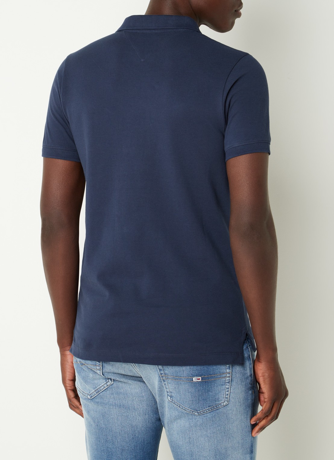 Tommy Hilfiger Slim fit polo van katoen met logo  - achterkant donkerblauw