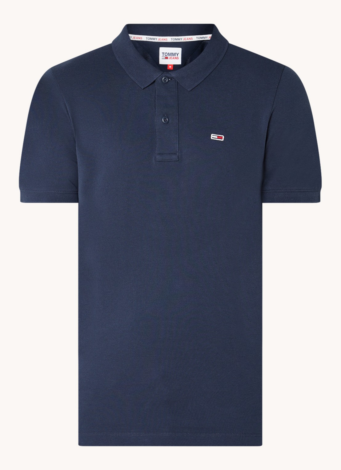 Tommy Hilfiger Slim fit polo van katoen met logo  - voorkant 2 donkerblauw