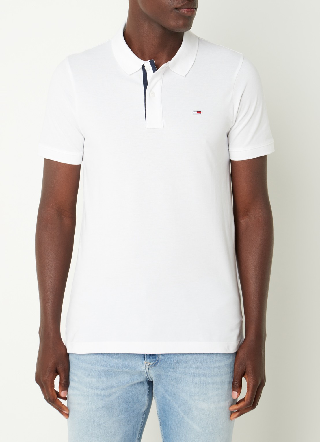 Tommy Hilfiger Slim fit polo van katoen met logo  - detail wit