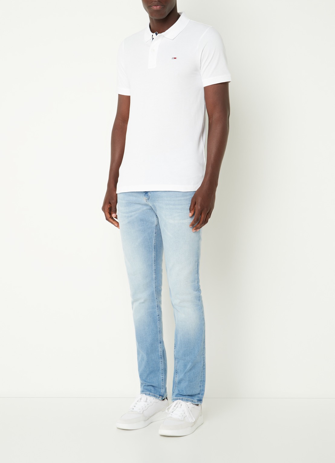 Tommy Hilfiger Slim fit polo van katoen met logo  - voorkant 3 wit