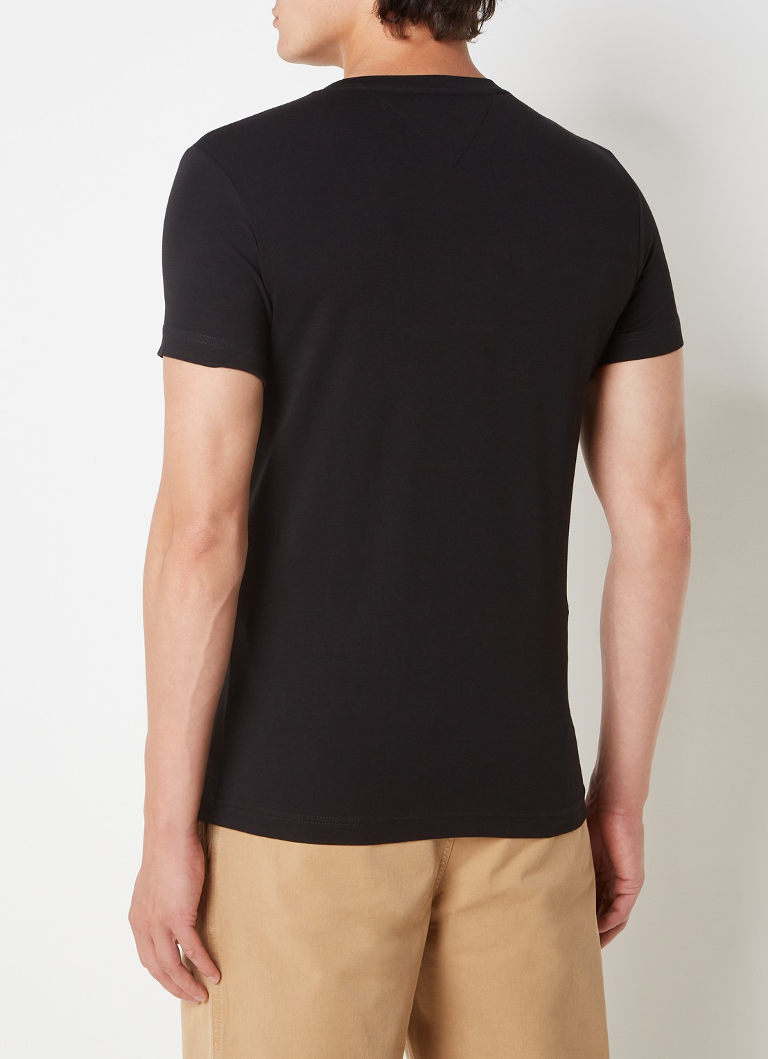 Tommy Hilfiger Slim fit T-shirt met logoborduring  - achterkant 3 zwart