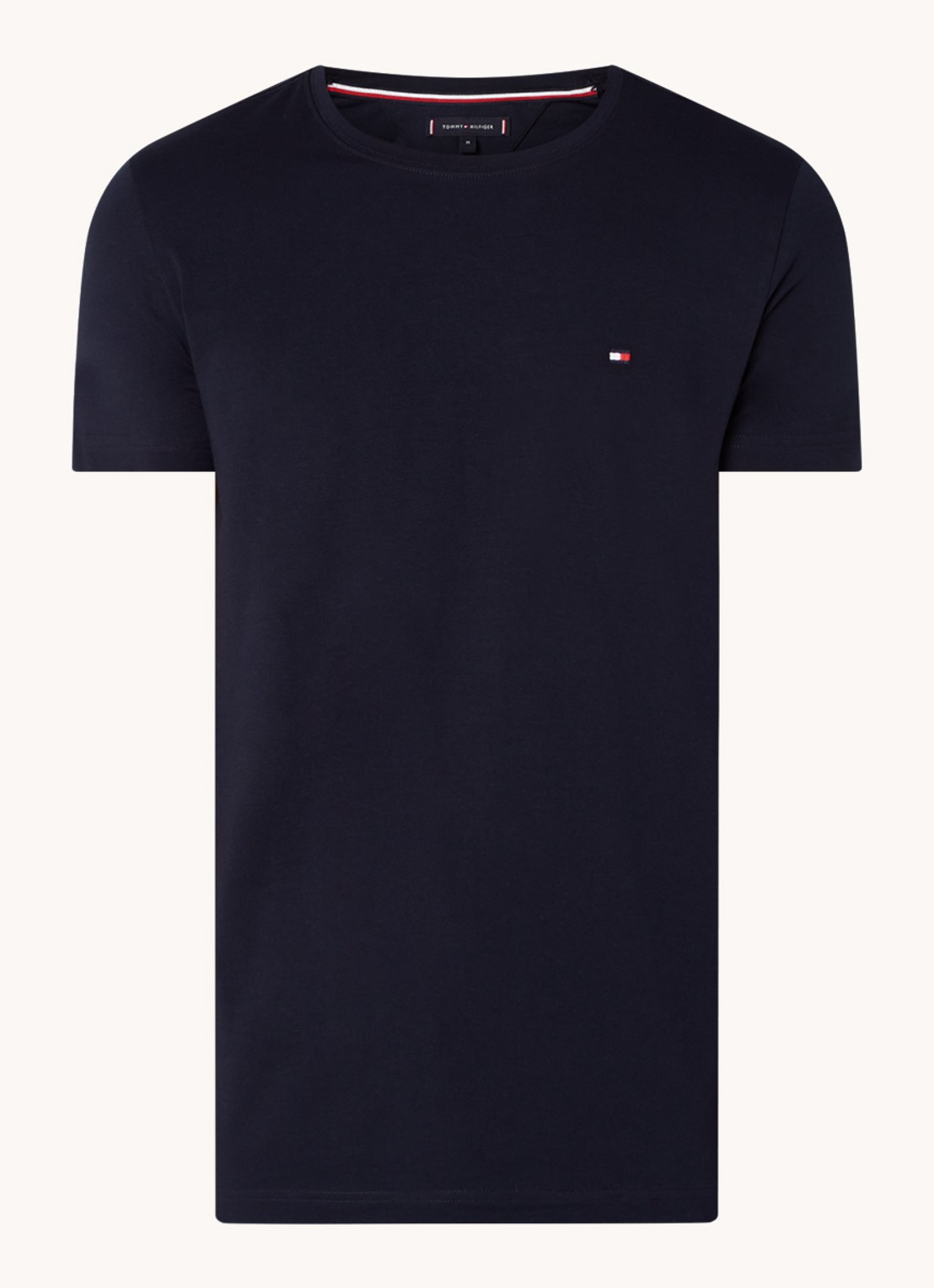 Tommy Hilfiger Slim fit T-shirt met logoborduring  - voorkant 2 donkerblauw