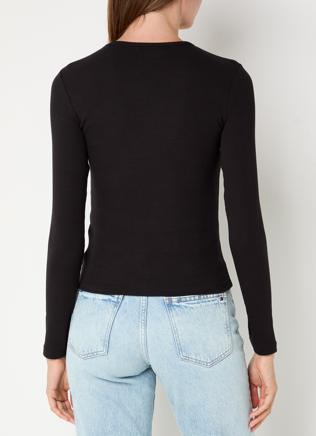 Tommy Hilfiger Slim Ribbed Long Sleeve T-Shirt - achterkant 2 zwart