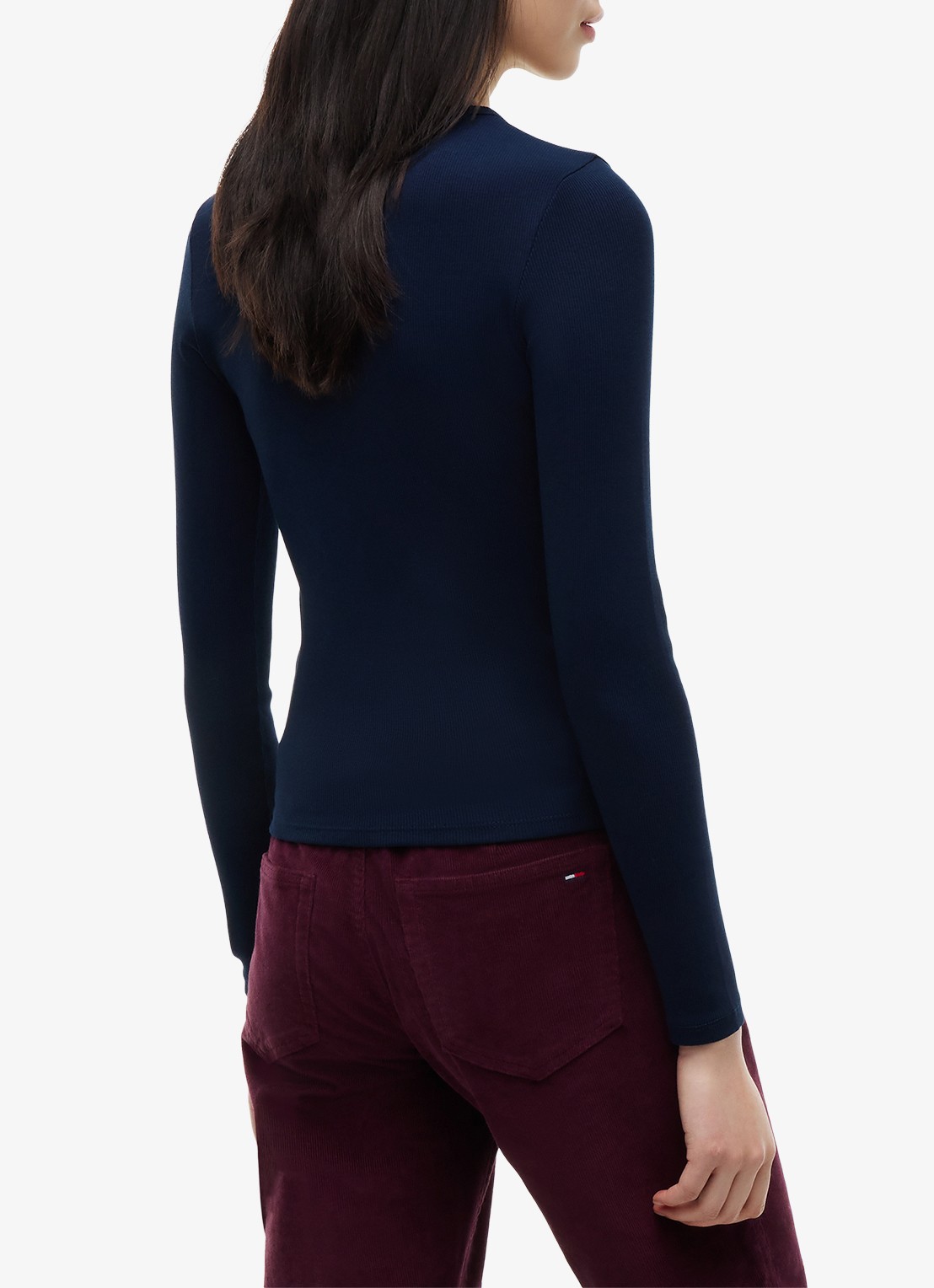 Tommy Hilfiger Slim Ribbed Long Sleeve T-Shirt - achterkant 3 dark blue-c1g / blauw