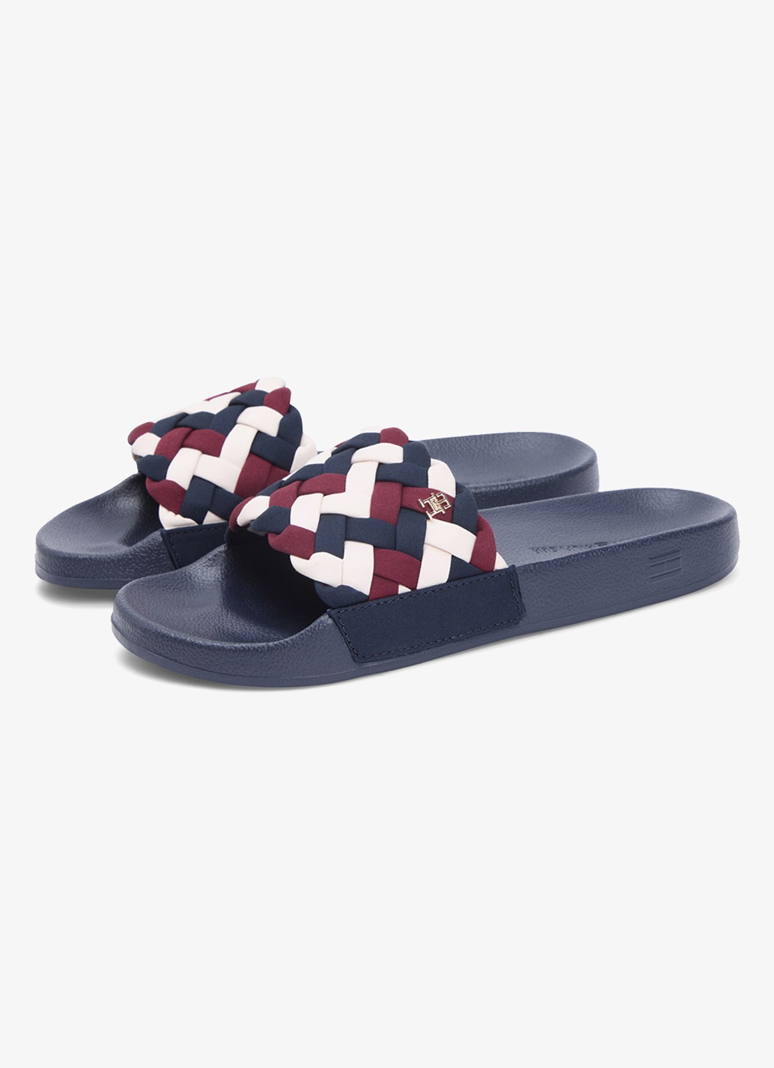 Tommy Hilfiger Slipper met gevlochten details en logo - detail multicolor