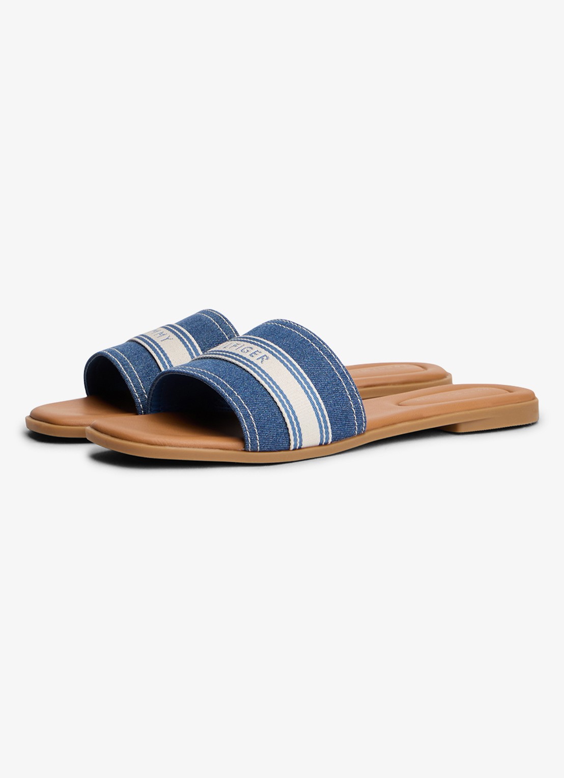 Tommy Hilfiger Slipper met logo - voorkant 3 blauw
