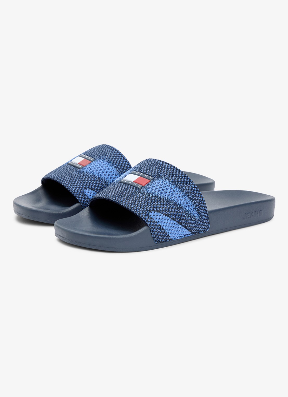 Tommy Hilfiger Slipper met logo - voorkant 2 donkerblauw