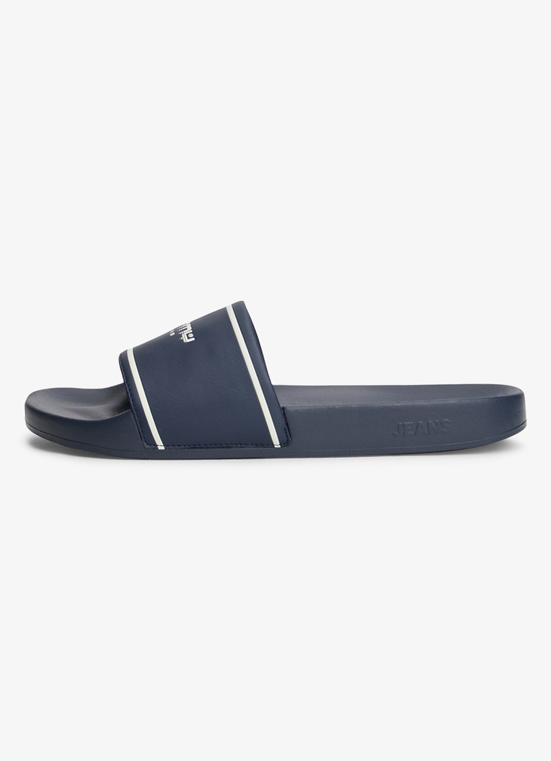 Tommy Hilfiger Slipper met logo - voorkant donkerblauw