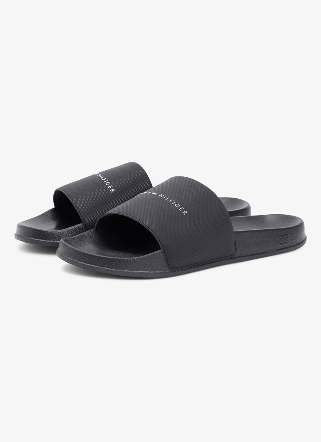 Tommy Hilfiger Slipper met logo - voorkant 2 zwart